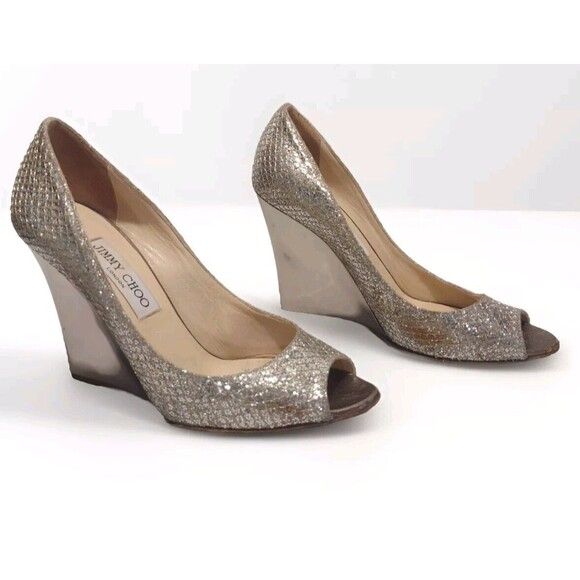 Jimmy Choo Mirror Sparkle wedged heel Sz 36 / 5.5 - Picture 3 of 16